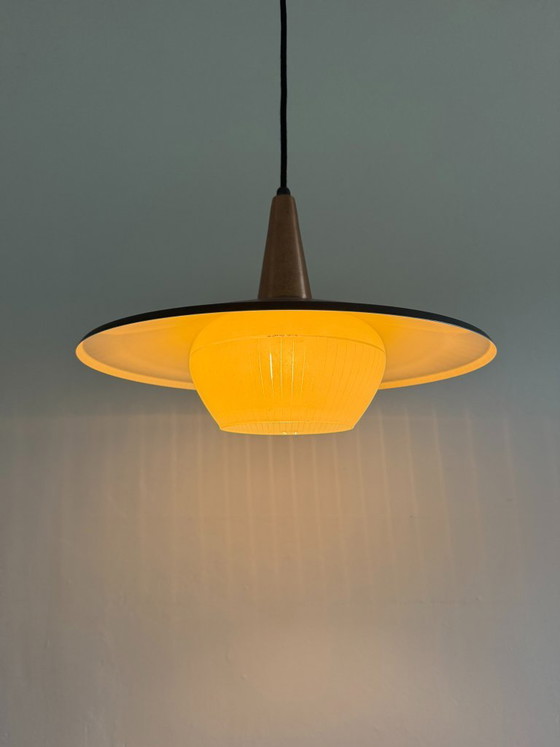 Vintage Danish copper glass pendant - 1960's style lamp, Danish design, Pendant lamps, Aluminium, Black (photo 6 of 9)