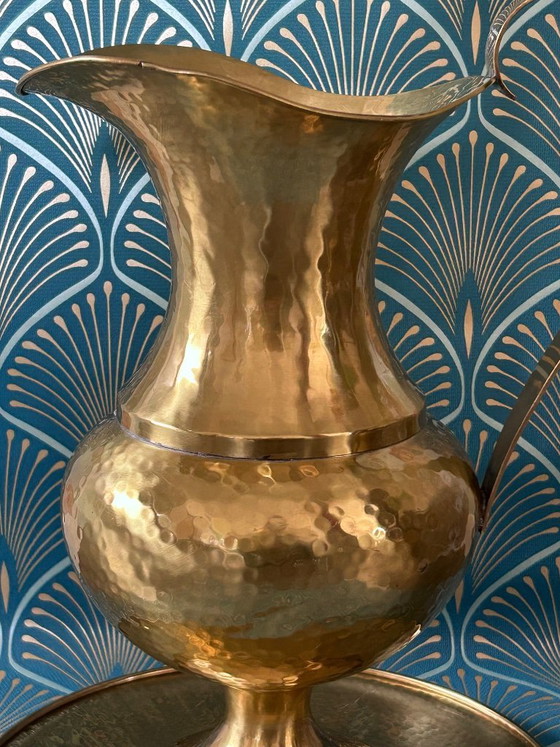 Image 1 of Brocca "Cognolato" con piatto Ottone Battuto a mano 