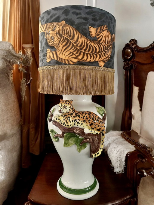 Tafellamp Tiger Italian ceramic 