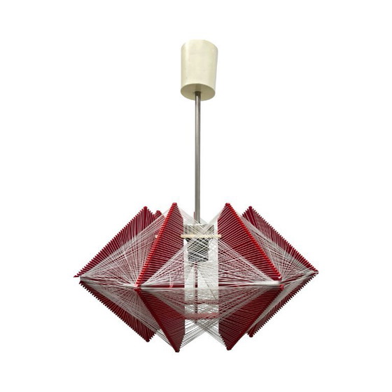 Image 1 of "Rozwój" Kłobuck, lampe suspendue à fil, design polonais de la période PRL, ère spatiale, années 1970.