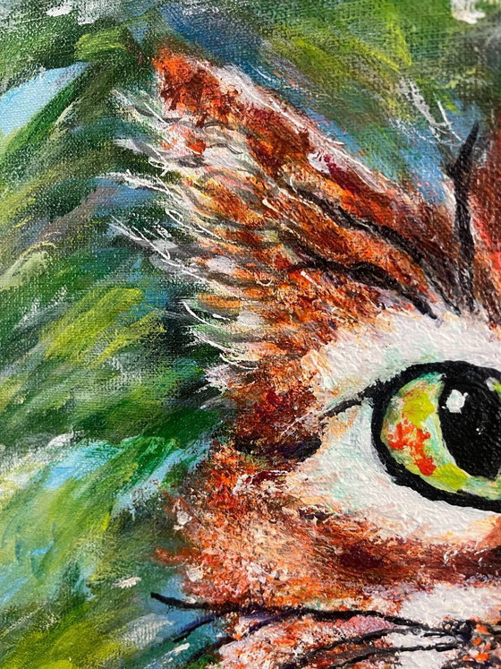 Image 1 of Orange Cat Painting by the Dutch artist Irene van Genderen-van de Wilt