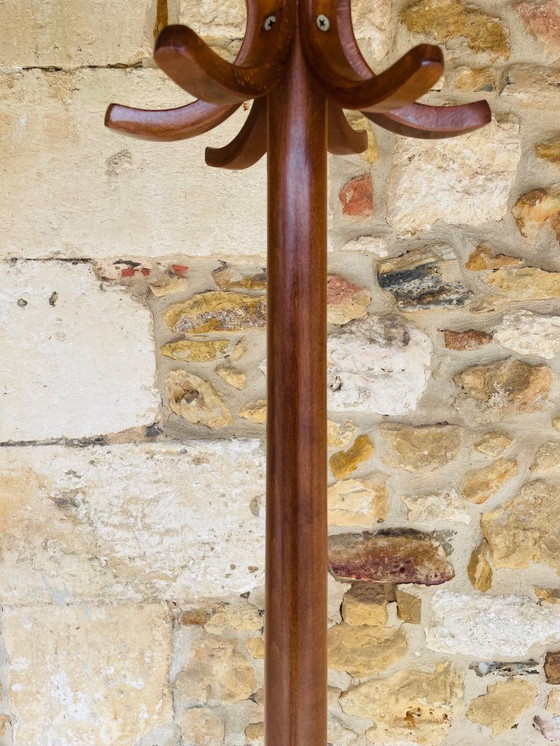 Image 1 of Appendiabiti in piedi, vintage, di metà secolo, in legno di Bentwood di Baumann, anni '60