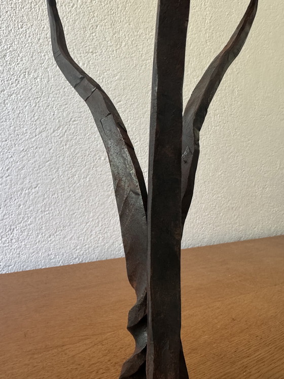 Image 1 of 60's Brutalist style wrought iron candlestick