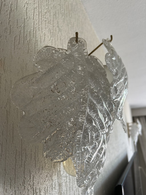 1980s Murano Glass Wall Sconce with Gilted Metal Stand