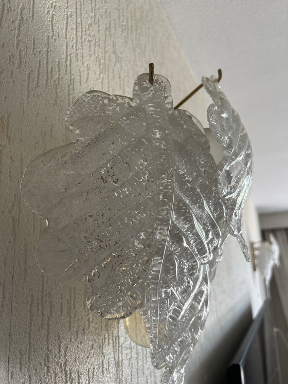 Image 1 of 1980s Murano Glass Wall Sconce with Gilted Metal Stand