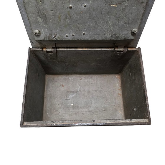 Image 1 of Antique English cast iron safe with key, mid 19th century