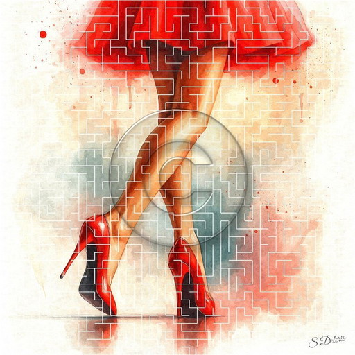 Sexy Guambettes watercolor canvas frame / wall decoration (80 x 80 cm)