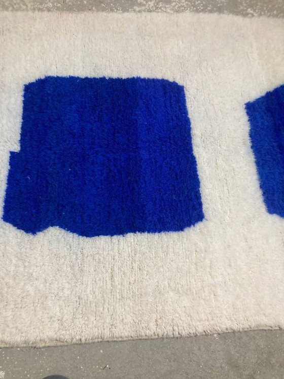 Tapis Beni Ouraine Fait Main Artisanale Traditionnelle Taille 150/250 Cm Bleu Et Blanc – Aime Té, Wool (photo 5 of 9)