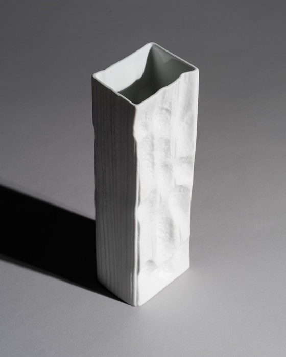 Image 1 of Rosenthal Studio-Linie Vase Op Art Allemand Duo Martin Freyer Années 70 Bisque Porcelaine