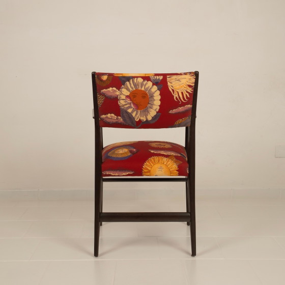 Gio Ponti Stuhl Mod. 110 mit Fornasetti Originalstoff für Cassina 1953 – Esszimmerstühle, Wood (photo 22 of 28)
