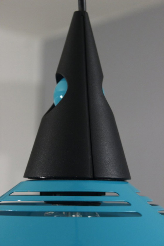 Image 1 of Postmoderne Memphis-Pendelleuchte aus Metall und Kunststoff, brillantes Design, 1980er Jahre