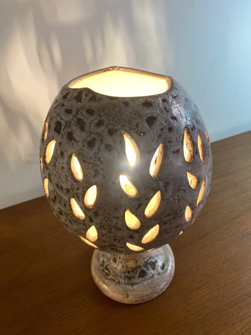 openwork lamp by F & J Bonaudi, Vallauris ceramics circa 1960