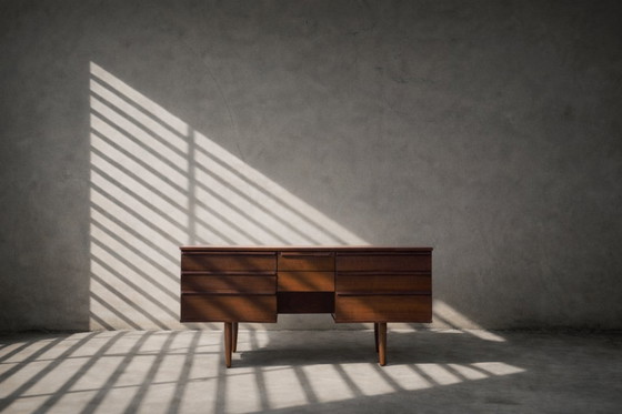 Image 1 of Scrivania vintage in teak marrone, stile Mid-Century Modern, anni '60