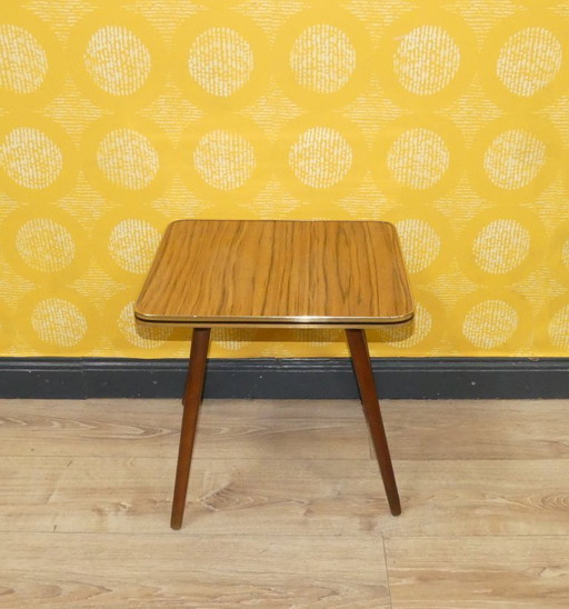 Vintage 60s side table XL flower stool wood look light square 42x38 H42 cocktail table mid century retro table side table