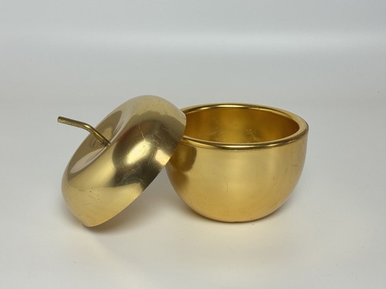 Image 1 of Authentic and Iconic Ettore Sottsass 'Mela' Ice Bucket in Gilded Aluminium and Brass for Rinnovel, Italy 1950s.
