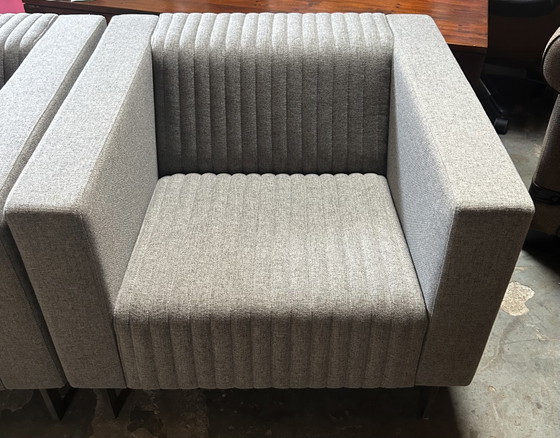 4x Deberenn Mona Design Armchairs Light Grey Ribbed Fabric - As Good As New – Textile (photo 12 of 12)