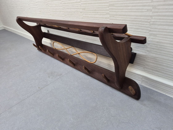 Vintage Electrimeufa? Teak/rattan Coat rack 50s, 60s., Wood, Brown (photo 7 of 10)