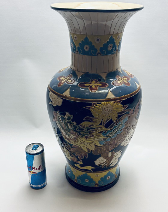 Image 1 of Grande vaso vintage in stile cloisonné - dipinto a mano - 50 cm - ottimo in