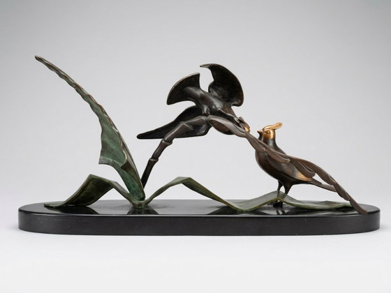 Marcel GUILLEMARD (1886–1932) / Atelier Primavera — Coppia di Cince dal Ciuffo, Importante Scultura Art (photo 15 of 20)
