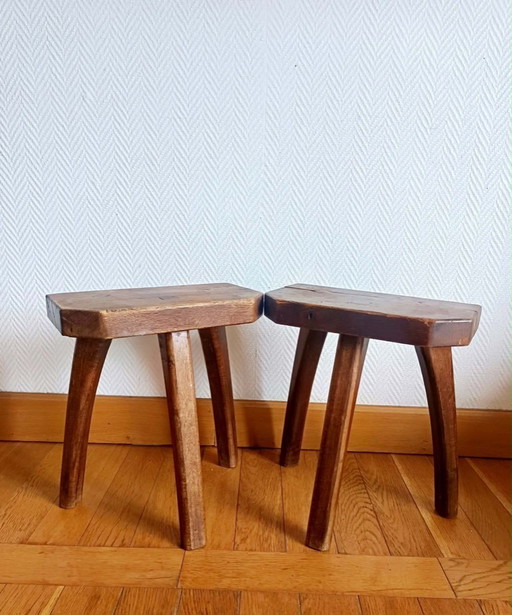 2x Vintage-Hocker im brutalistischen Stil