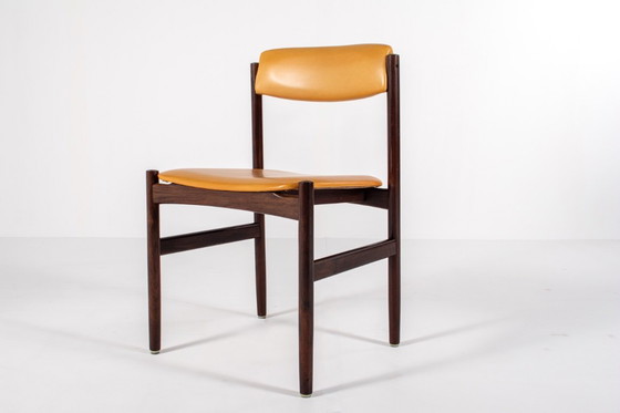 Image 1 of Set of 6 Danish Mid-Century Rosewood Dining Chairs with Yellow Skai, 1960s