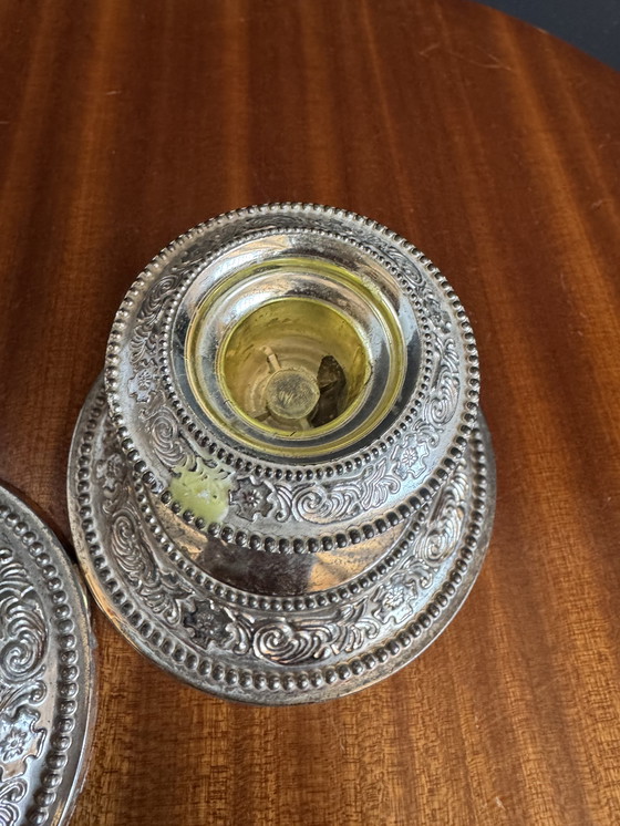 Image 1 of Silver-plated metal candlesticks from the 1980s