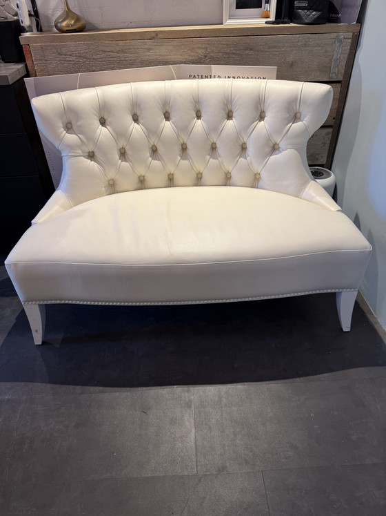 Wit leren Bank Sam van Piet Boon – 2 zitsbanken, Leather, Wood (photo 6 of 6)