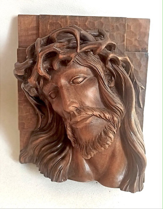 Bas relief tête de Christ couronné d'épines Hauteur 23,2 cm – Sculptures, Wood (photo 5 of 14)