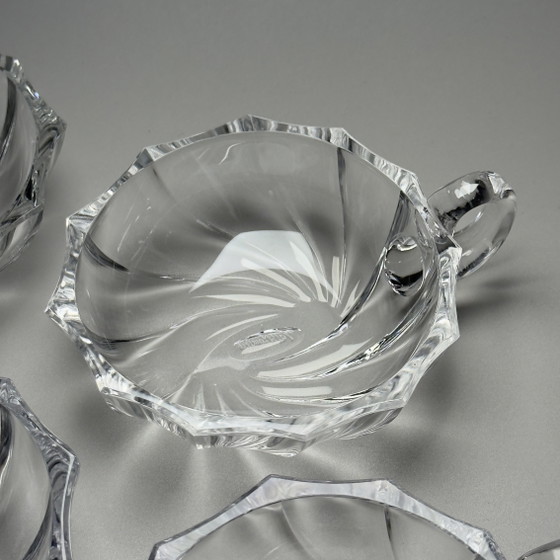 Image 1 of Val Saint Lambert – Dessertservice (6) – Muscheln – Kristall – ROYAL