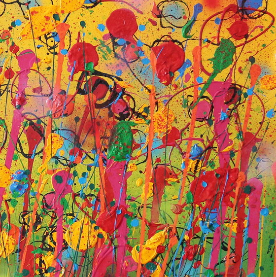 Image 1 of Peinture ancienne "fleurs abstraites 1