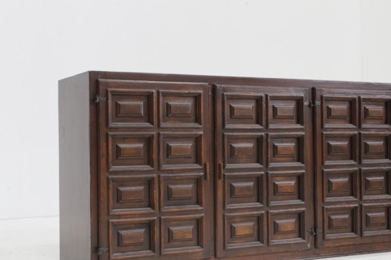 Vintage Spanish Brutalist Sideboard Credenza – Wood (photo 4 of 9)