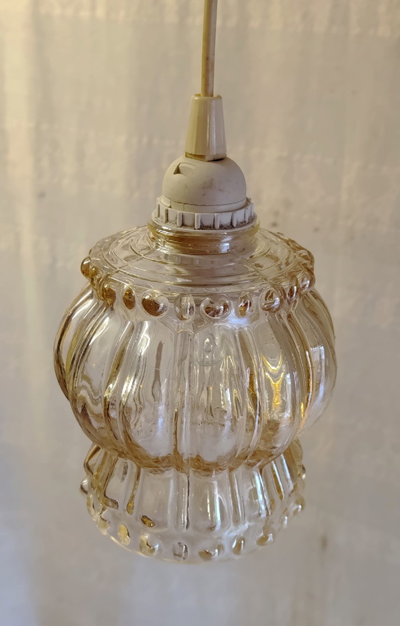 Molded Glass Globe Pendant Light - Mid-20th Century – Pendant lamps (photo 6 of 8)