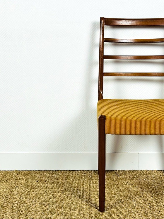 Image 1 of Set di 3 sedie da pranzo scandinave in teak e velluto a coste, 1960