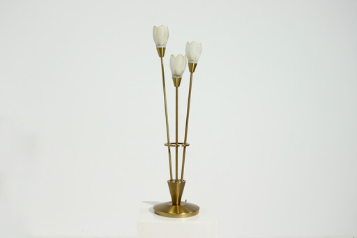 Brushed Brass and Glass Table Lamp, Germany, 1970s