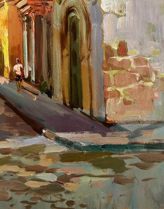 Image 1 of Original Oil Painting City Street Landscape Street of old memories of the city