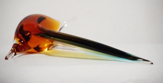 Image 1 of Vintage Murano stijl Sommerso kunstglazen sculptuur – Driekleurige vlam (23 cm)