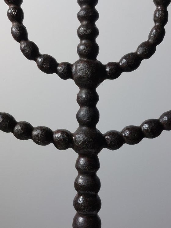 Image 1 of Candeliere menorah in metallo forgiato a cinque braccia