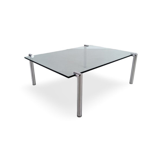 Image 1 of Table basse design du milieu du siècle, en verre et métal, comme Draenert 1980