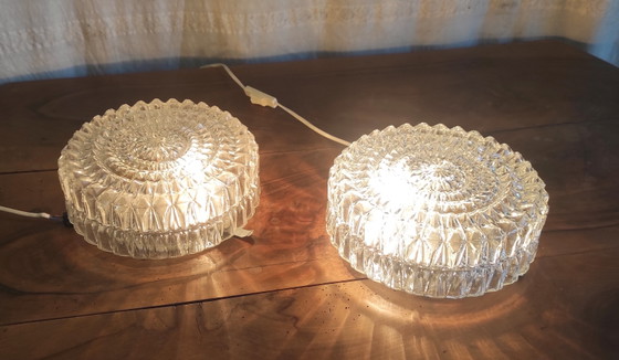 Image 1 of Ceiling or wall light in molded glass - mid-20th century
