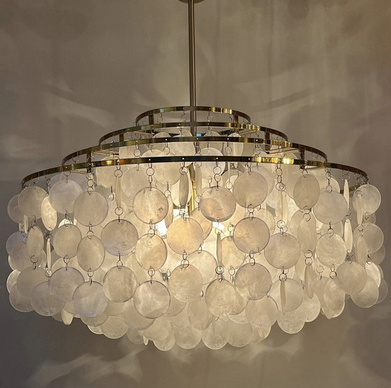 Image 1 of Lampada a sospensione Capiz Lampadario in madreperla Lampada a conchiglia XL