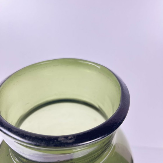 Image 1 of Große antike Apothekerflasche aus grünem geblasenem Glas