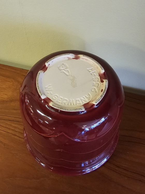 Image 1 of Vintage West Germany Flowerpot - Deep Red Earthenware