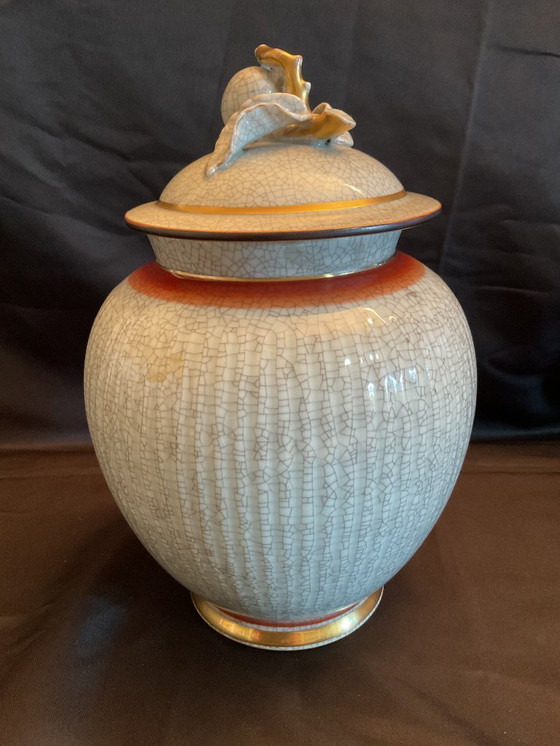 Image 1 of Seltene Vase aus krakeliertem Porzellan von Royal Copenhagen aus den 1940er-50er Jahren
