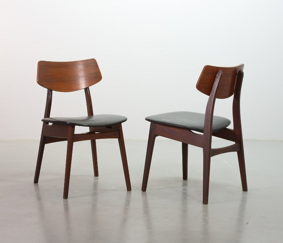 Image 1 of Elegante set di 2 sedie da pranzo in legno di teak Webe di Louis van Teeffelen, 1960.
