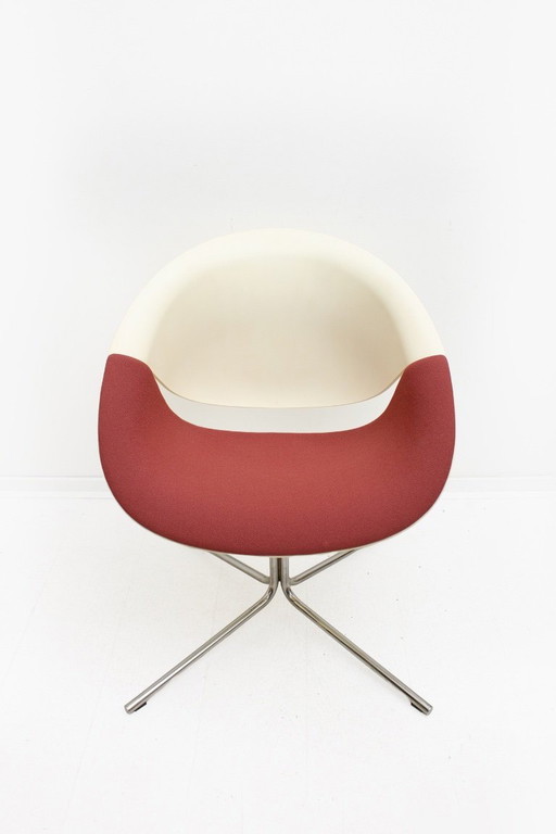 Poltrona vintage So Happy color crema Marco Maran con rivestimento rosso