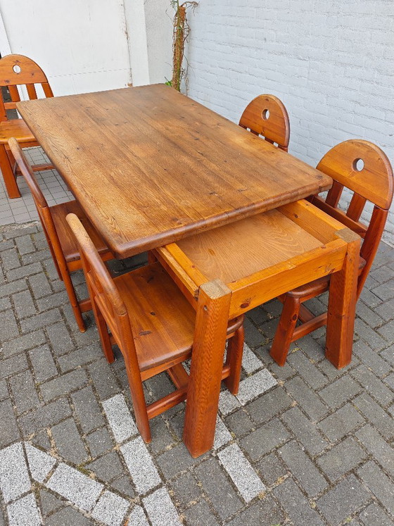 Set da pranzo composto da 5 sedie e tavolo in legno massello - stile brutalista, wabi-sabi, giapponese (photo 12 of 15)