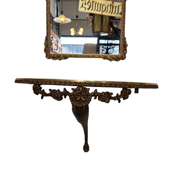 Image 1 of Vintage brass wall console with mirror