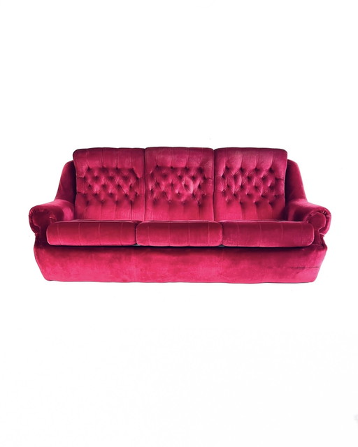 Vintage Velours 3-Sitzer Sofa