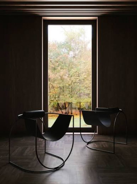 Living Divani - Lemni chair LEMP073 (set of 2 pieces), Armchairs, Aluminium, Leather, Black, Modern (photo 4 of 5)