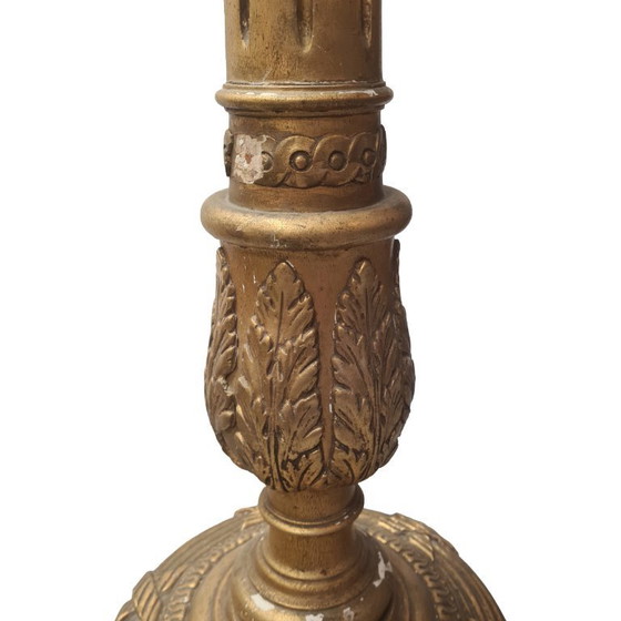 Image 1 of Lámpara de pie clásica francesa de madera, mediados del siglo XX